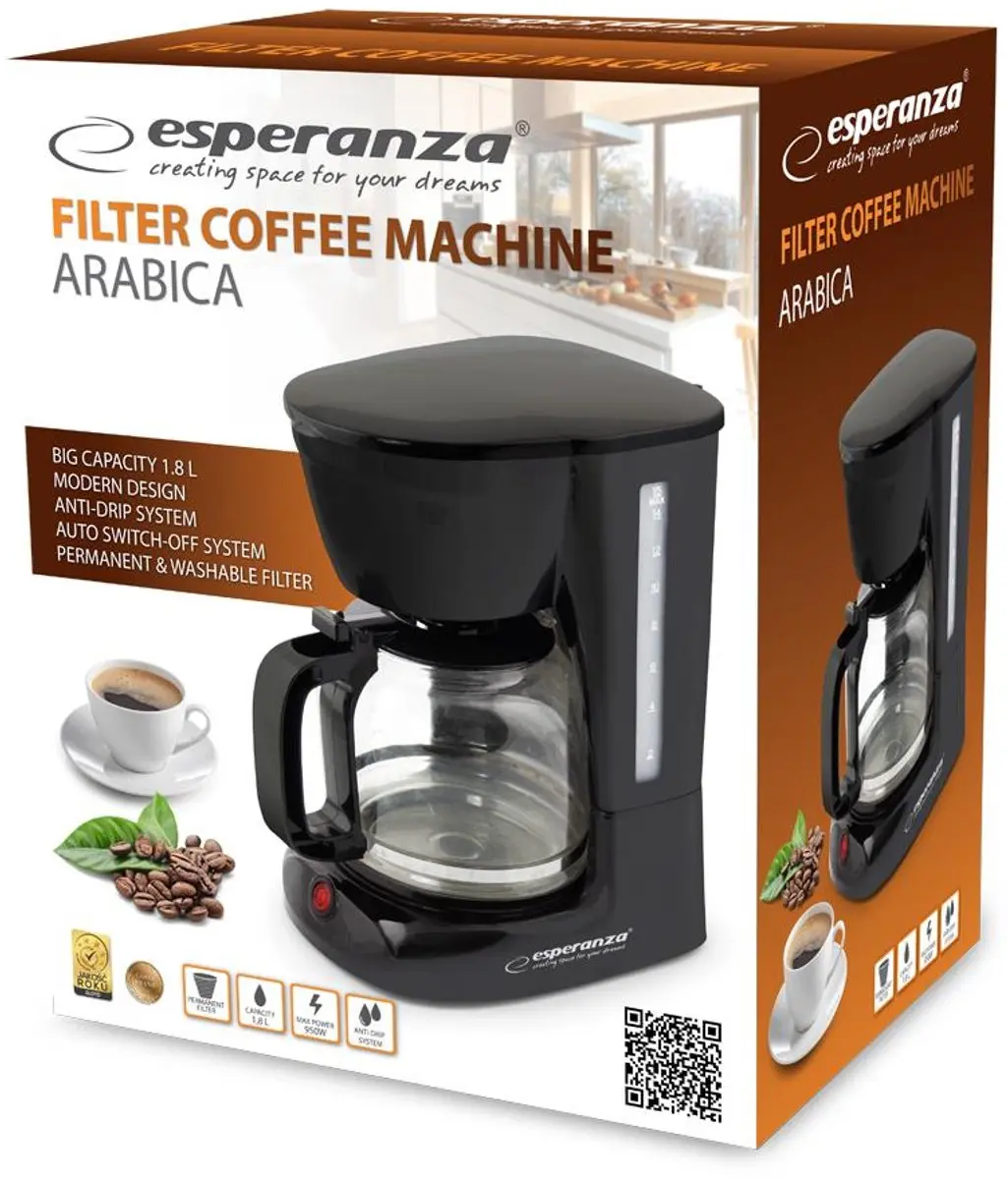 ESPERANZA KOFFIEZETTER KOFFIEZETAPPARAAT 1,8L ARABICA - afbeelding 4 van 5