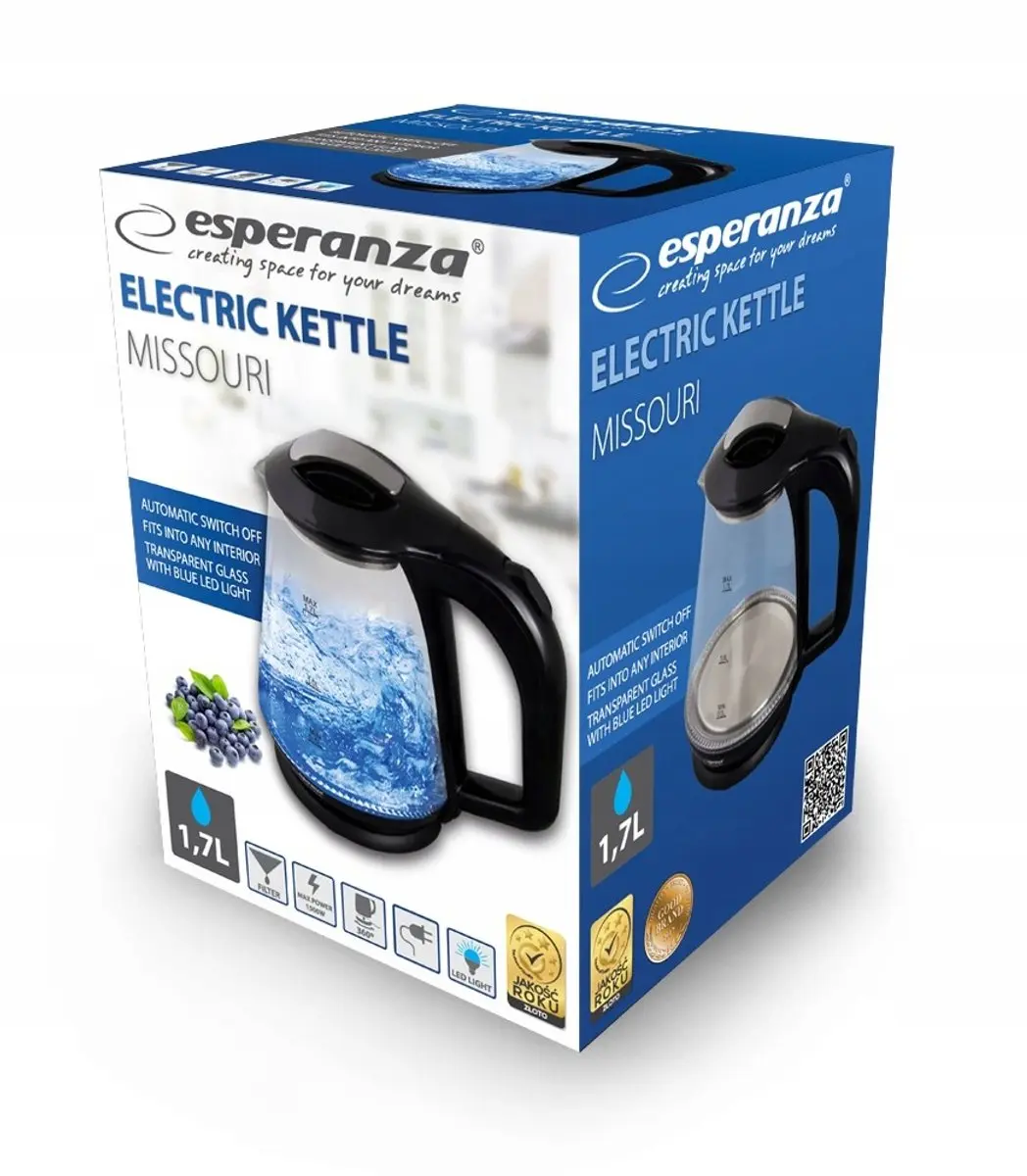 Esperanza Yukon Elektrische Waterkoker EKK025K - 1,7L - Zwart - afbeelding 4 van 6