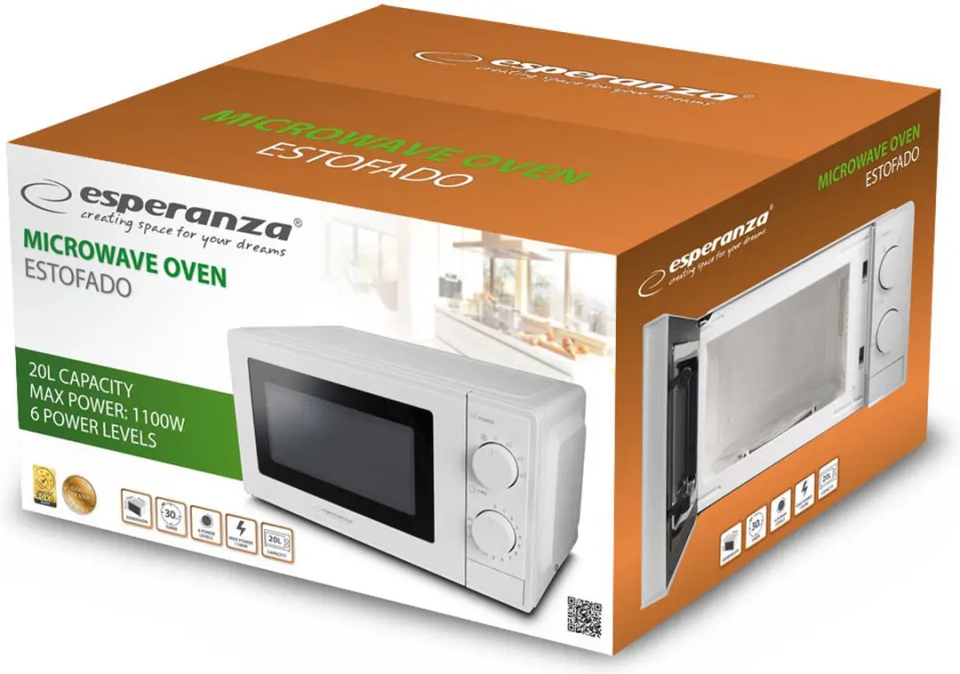 Esperanza ESTOFADO EKO011W Magnetron 20L 700W - Wit - afbeelding 4 van 4
