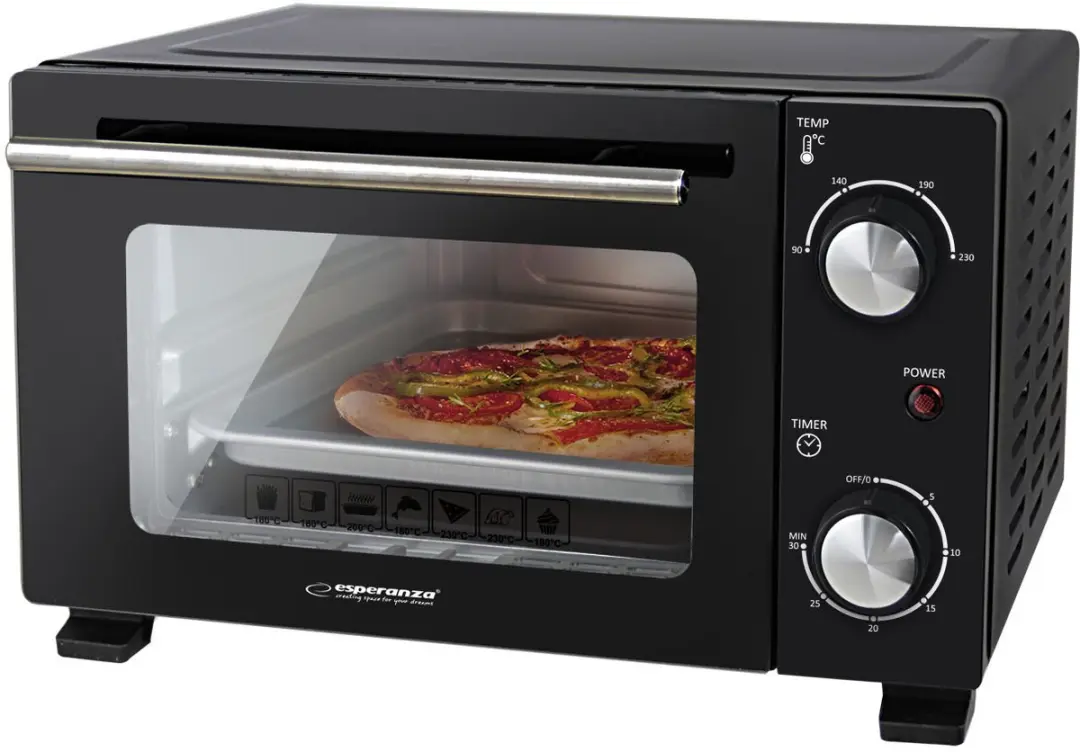 Esperanza CALZONE Mini Oven 10 Liter - Zwart - afbeelding 2 van 6