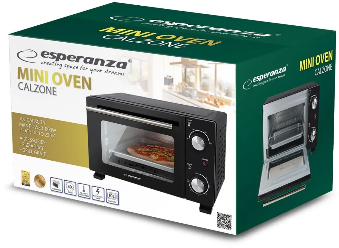 Esperanza CALZONE Mini Oven 10 Liter - Zwart - afbeelding 4 van 6