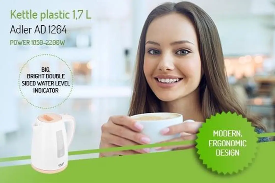 Adler AD 1264 Waterkoker - 2200W - 1.7 liter - afbeelding 5 van 6