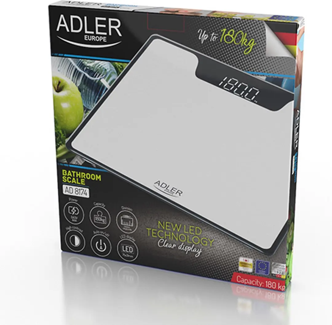 Adler AD 8174w Personenweegschaal - 180 kg - Wit - afbeelding 6 van 6