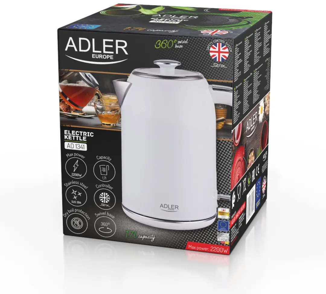 Adler AD 1341 Waterkoker - 2200W - 1.7L - Wit - afbeelding 4 van 6