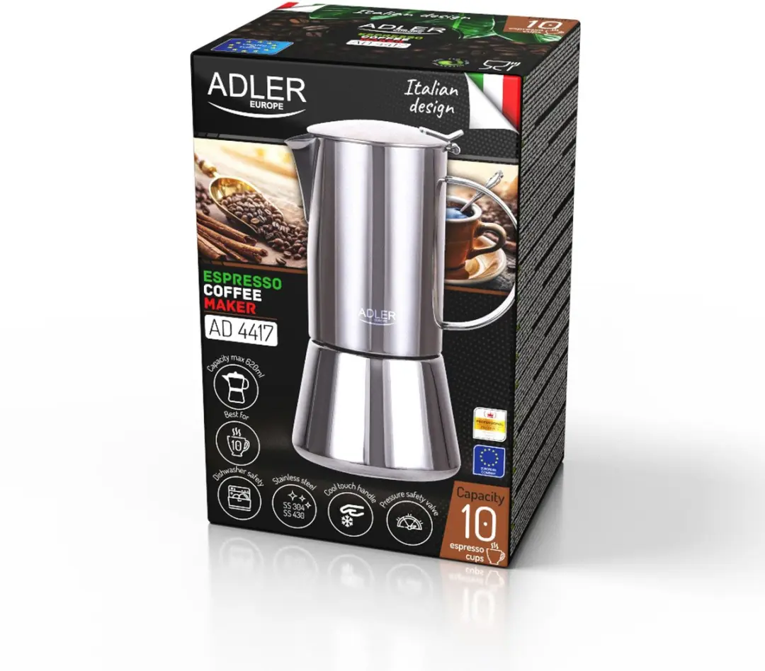 Adler AD 4417 Espressomachine - 620ml - Zilver - afbeelding 5 van 6