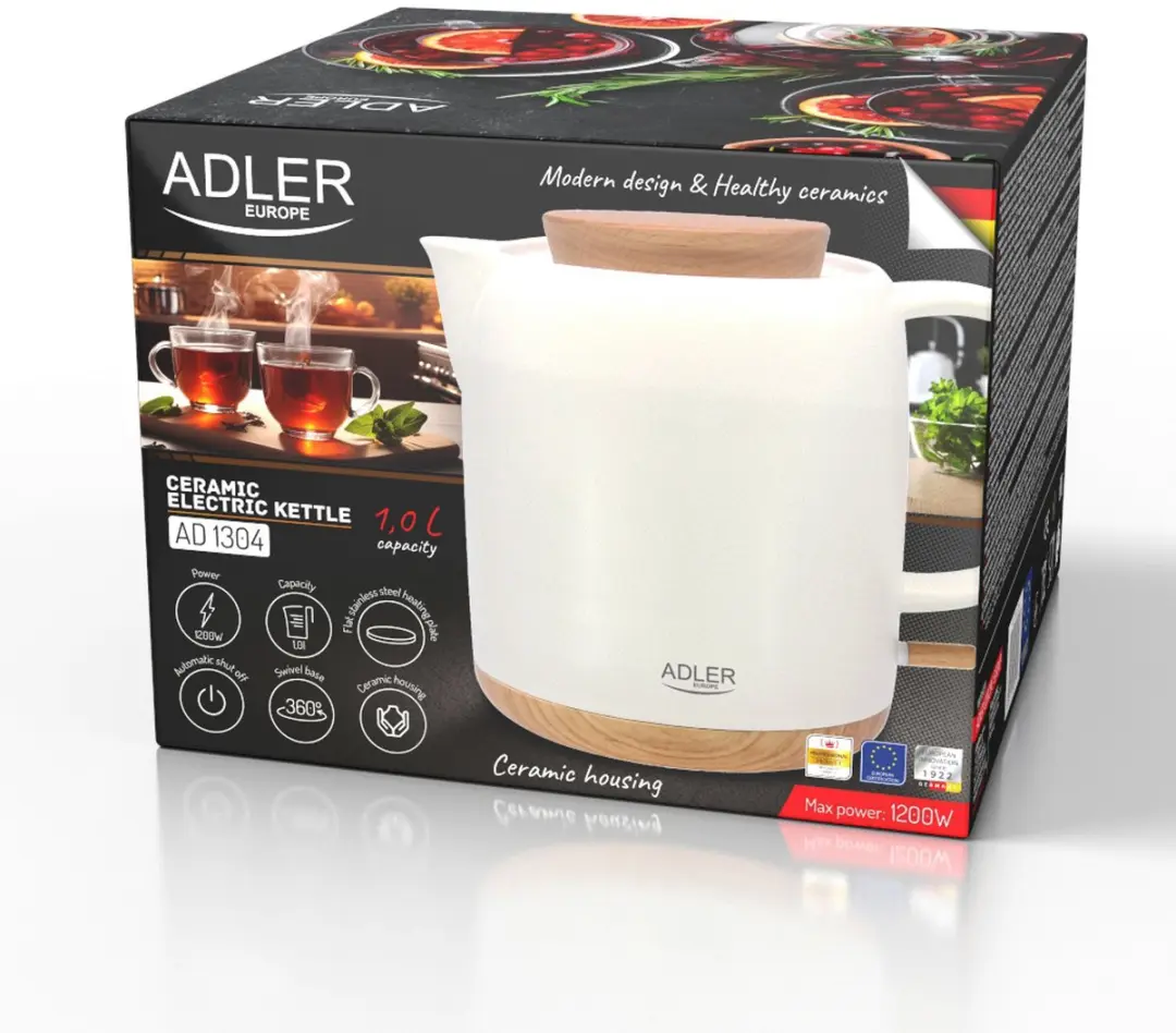 Adler AD 1304 Waterkoker - Keramisch - 1.0L - 1200W - Ecru - afbeelding 6 van 6