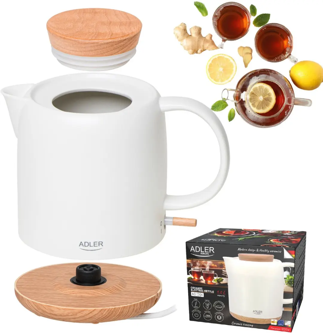 Adler AD 1304 Waterkoker - Keramisch - 1.0L - 1200W - Ecru - afbeelding 5 van 6