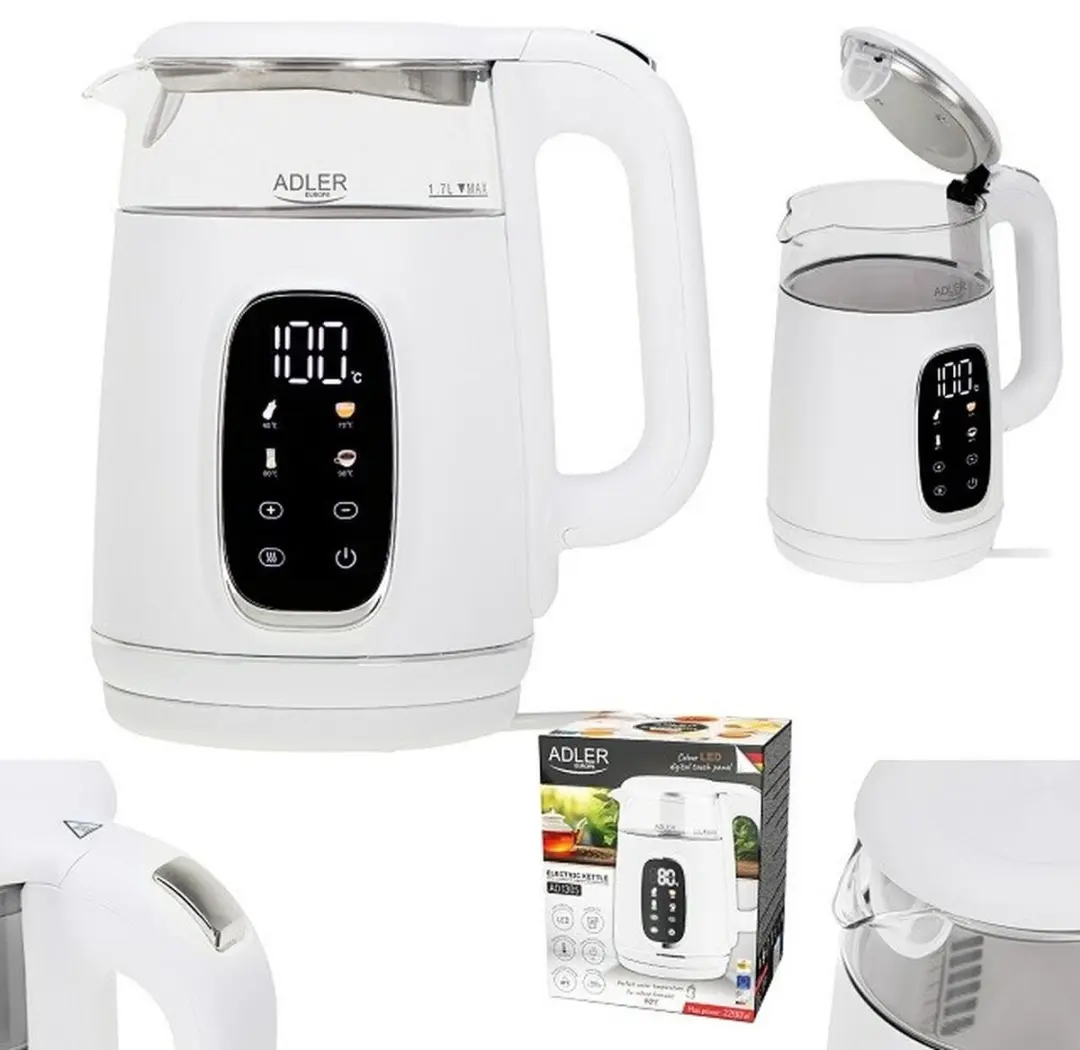 Adler AD 1305 WS Glazen Waterkoker - 1,7 l - Wit - afbeelding 4 van 6