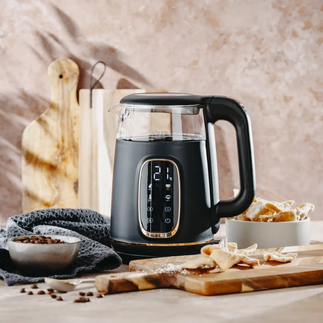 Adler AD 1305 bg Glas Waterkoker 1.7L - 2200W - Zwart en goud - afbeelding 2 van 6