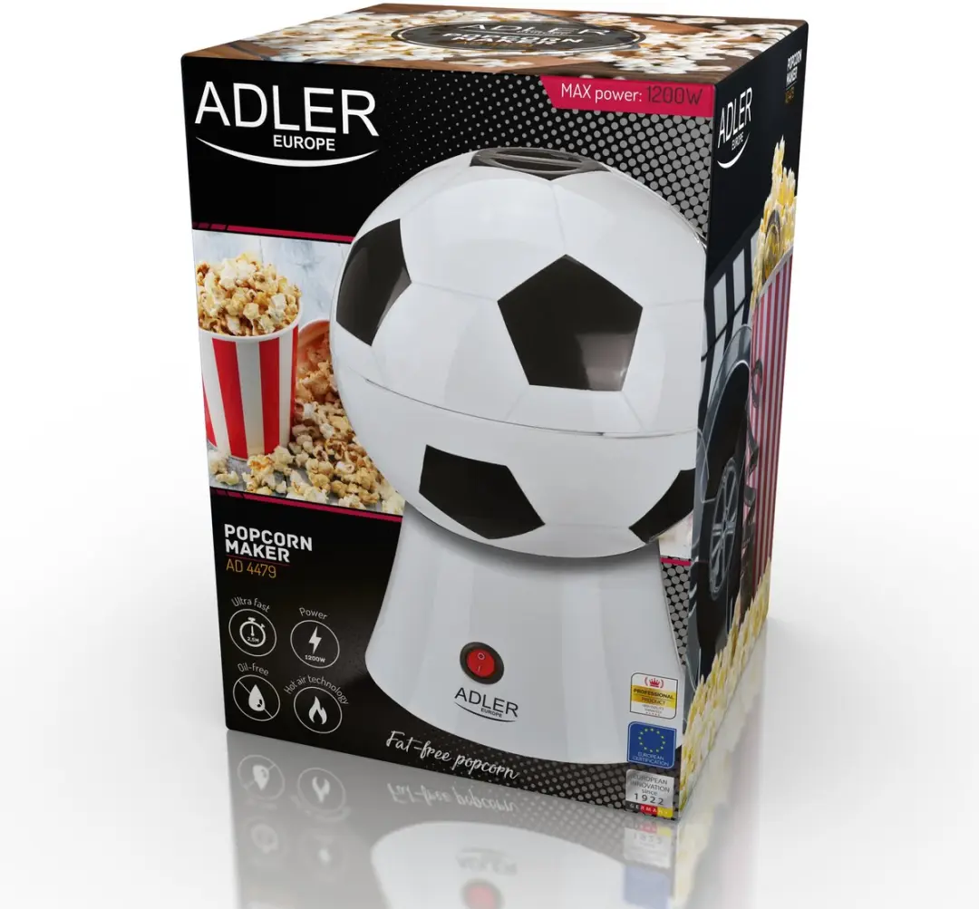 Adler AD 4479 Popcornmachine - 1200W - Zwart/Wit - afbeelding 2 van 6