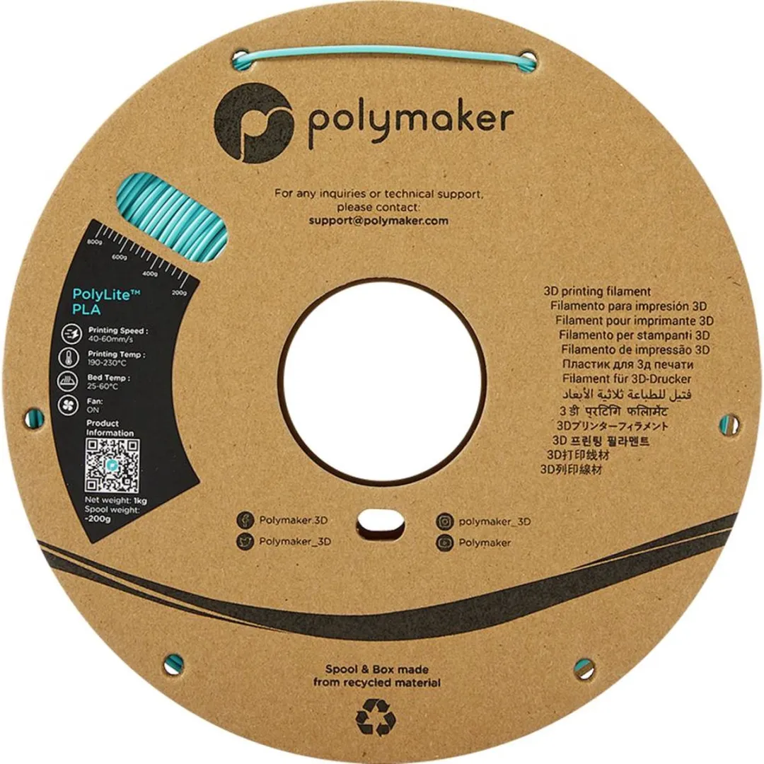Polymaker PolyLite PLA Filament 1.75mm 1000g - Turquoise