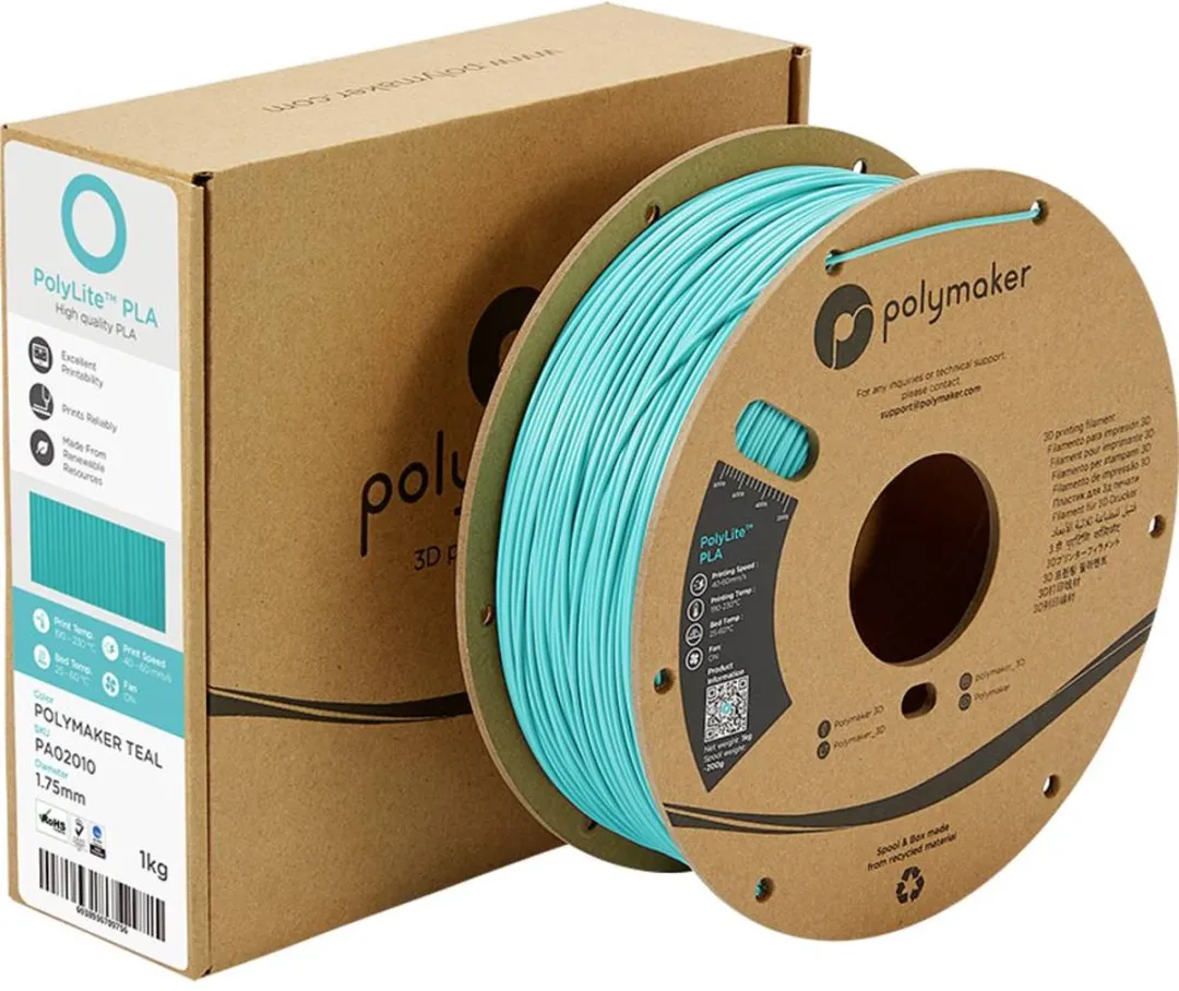 Polymaker PolyLite PLA Filament 1.75mm 1000g - Turquoise