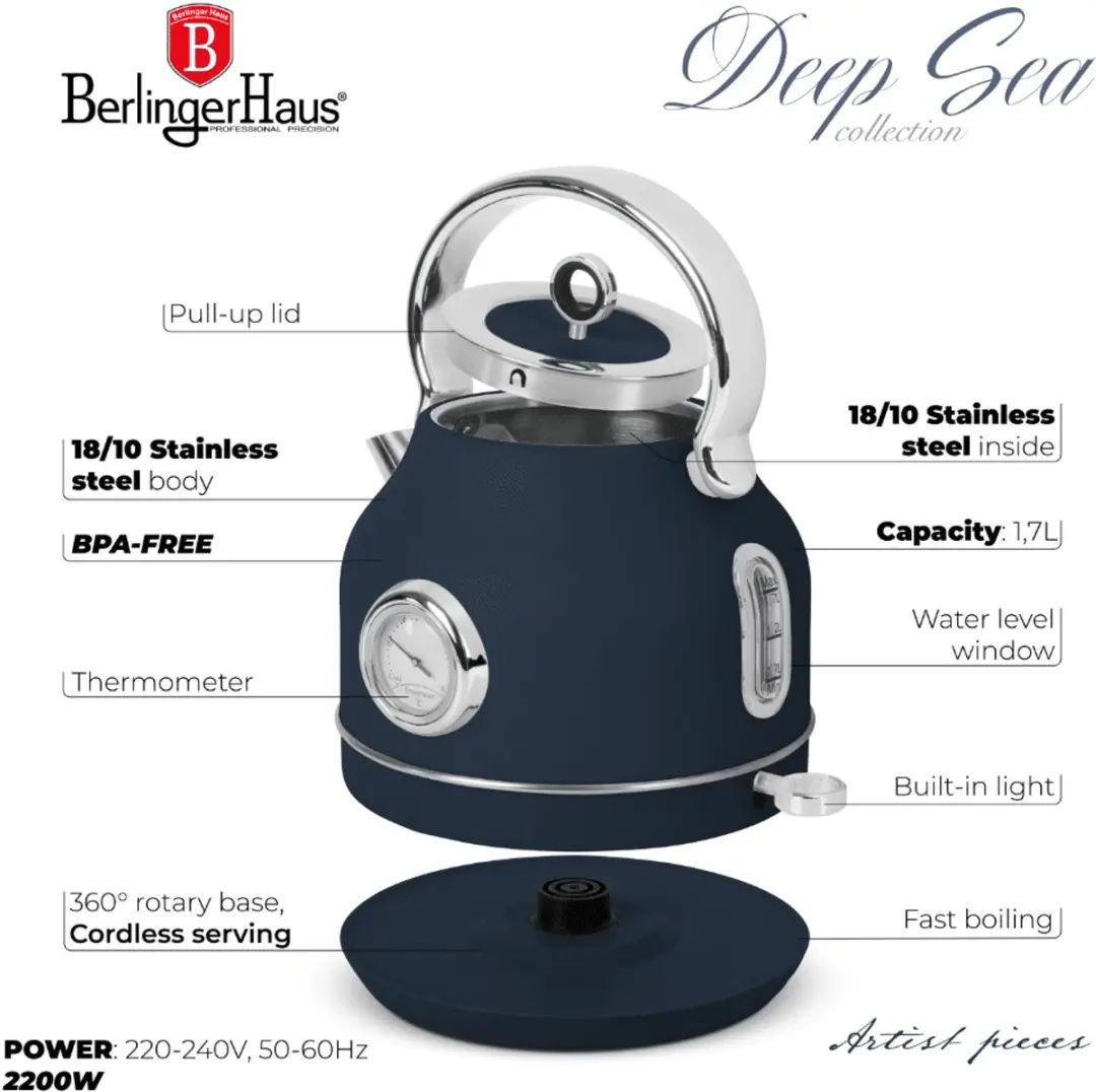BerlingerHaus Deep Sea BH/9764 Waterkoker - 2200W - Blauw - afbeelding 6 van 6