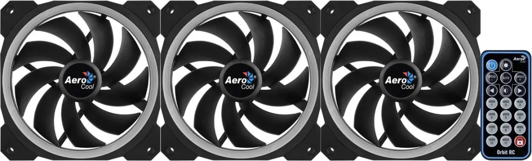 Aerocool Orbit RC ARGB 3x 12cm Casefans - Zwart
