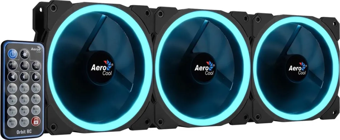 Aerocool Orbit RC ARGB 3x 12cm Casefans - Zwart