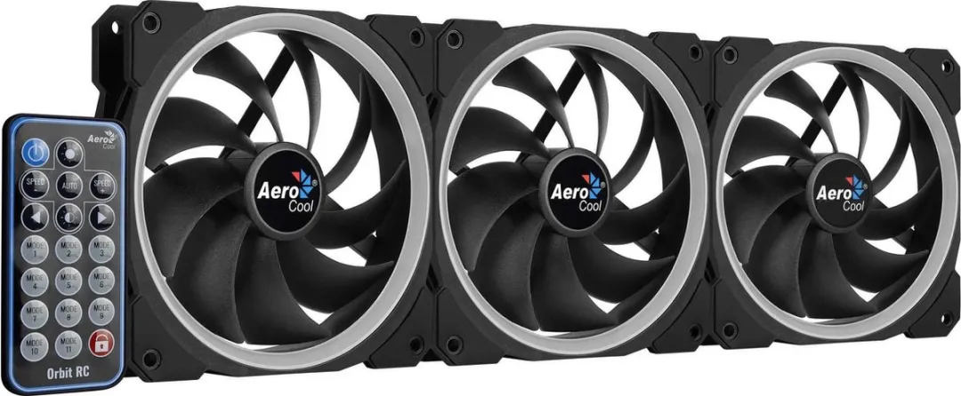 Aerocool Orbit RC ARGB 3x 12cm Casefans - Zwart