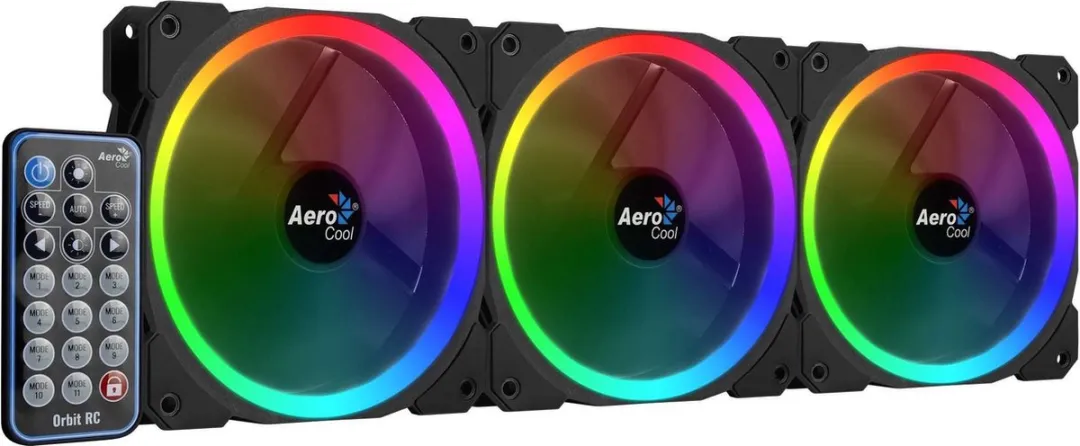 Aerocool Orbit RC ARGB 3x 12cm Casefans - Zwart
