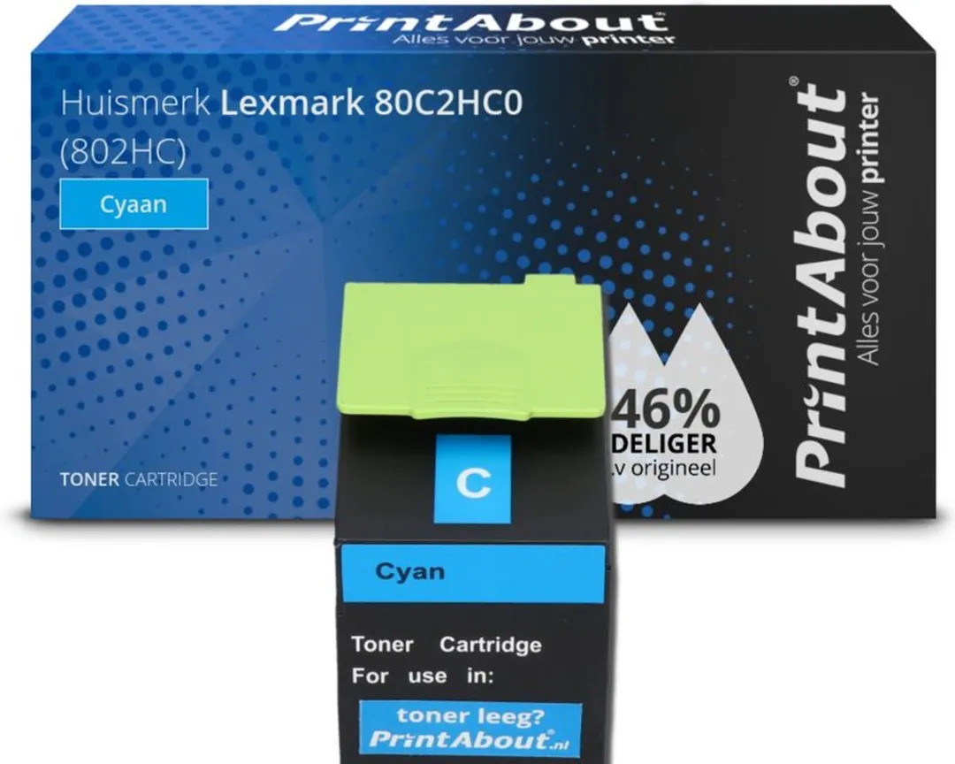 PrintAbout Lexmark 80C2HC0 Toner Cyaan - 3.300 Stuks