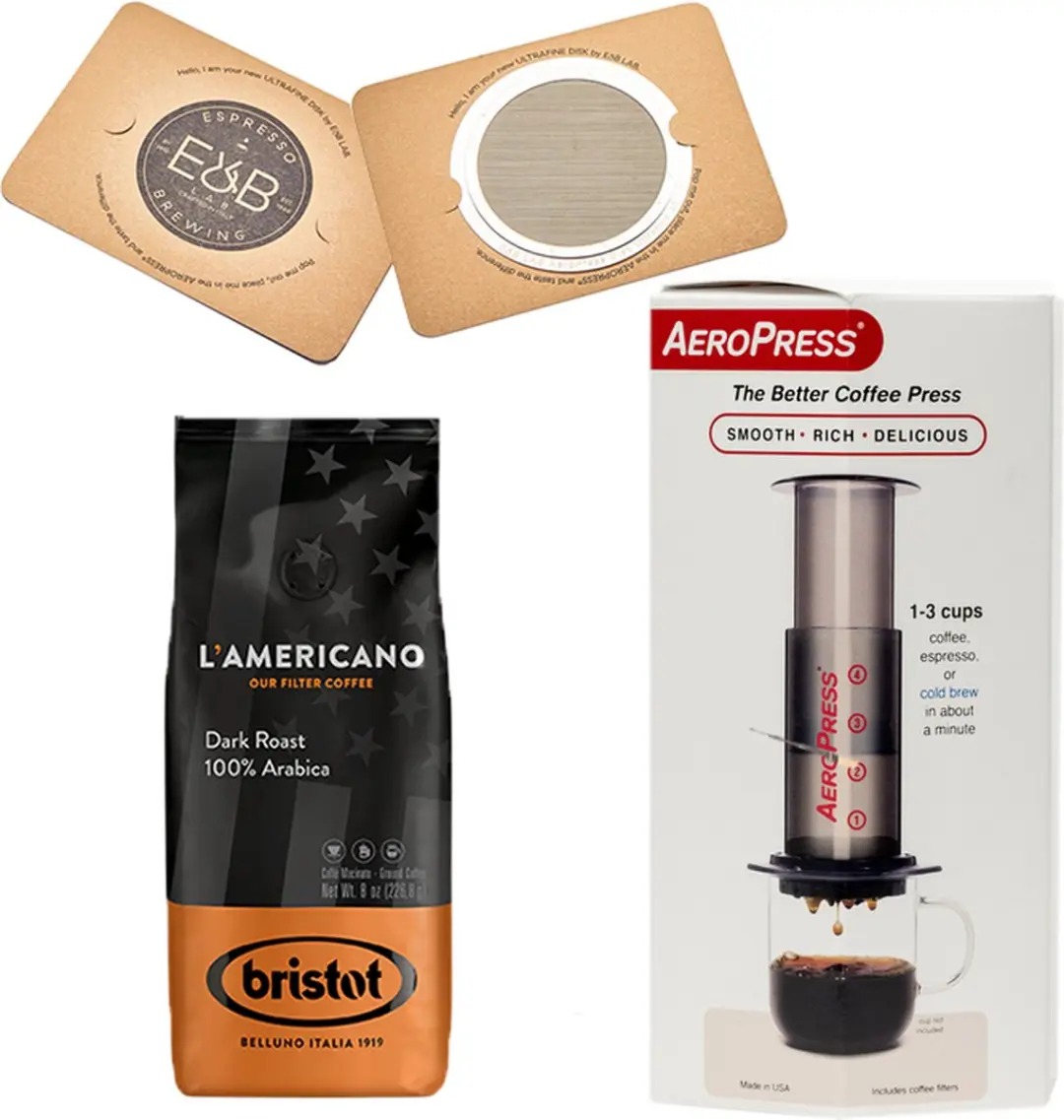 Aeropress Coffee Maker + IMS E&B LAB koffie filter 150 micron RVS + Bristot L’