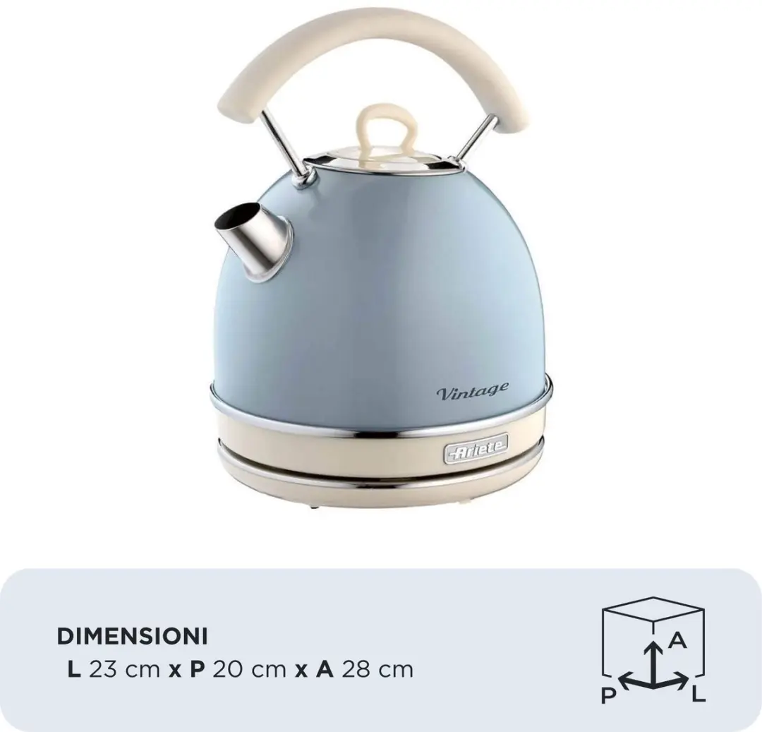 Ariete Vintage 2877/05 Waterkoker 2000W - 1,7L - Blauw - afbeelding 6 van 6
