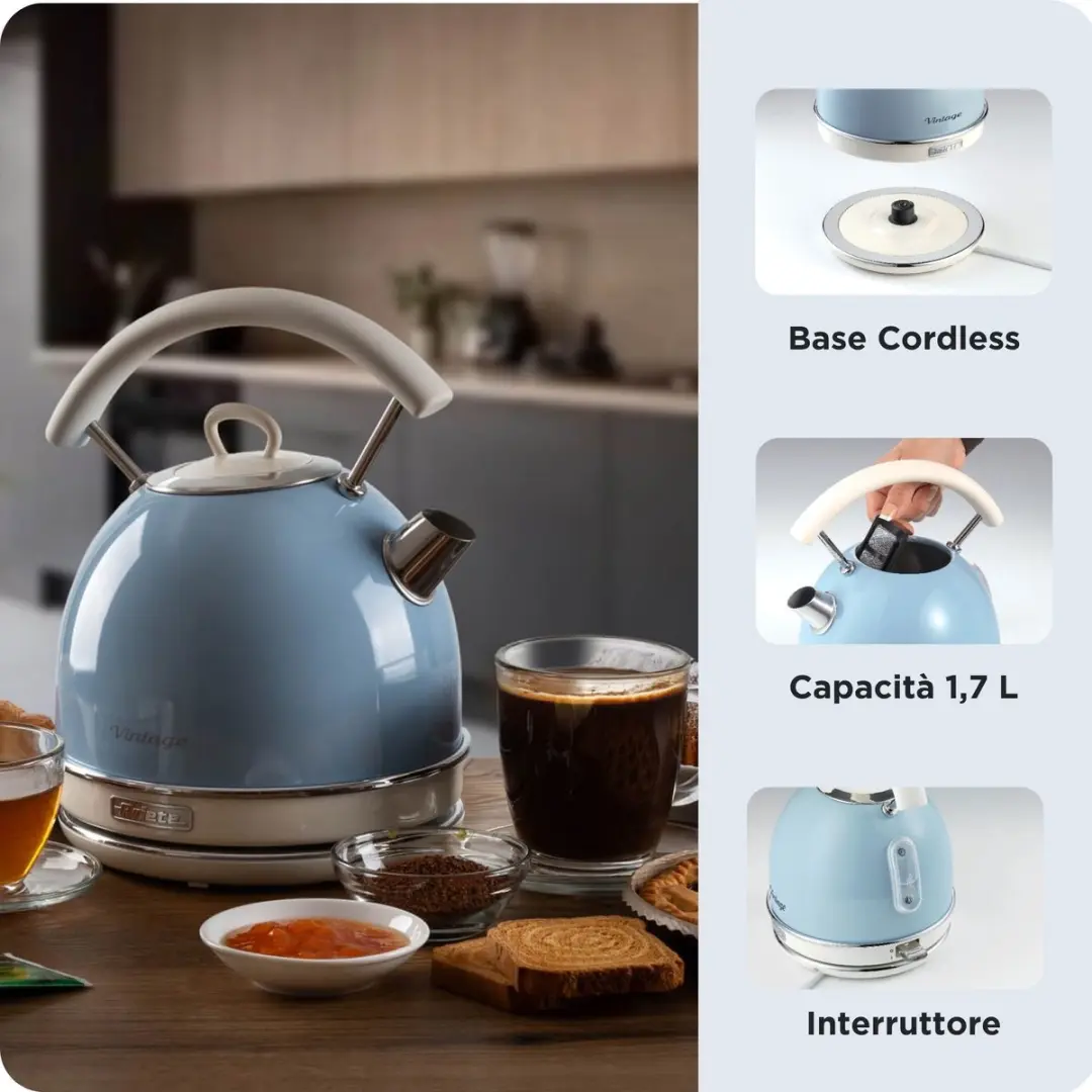 Ariete Vintage 2877/05 Waterkoker 2000W - 1,7L - Blauw - afbeelding 5 van 6