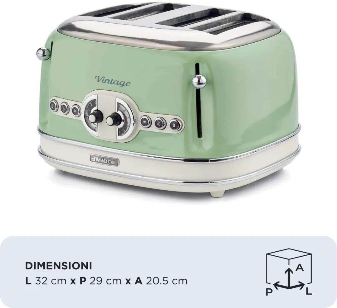 Ariete Vintage Broodrooster 0156/04 - 1630W - Groen - afbeelding 6 van 6