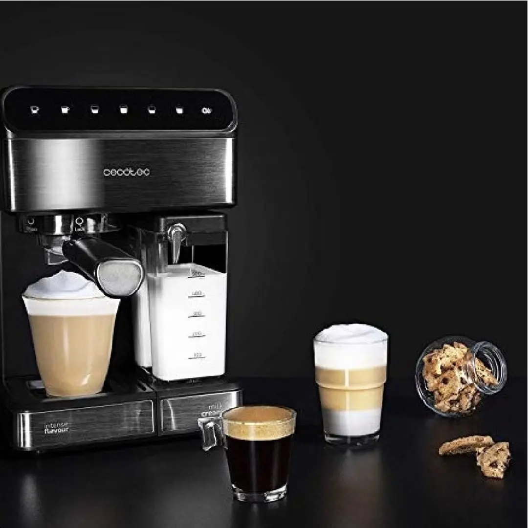 Cecotec Halbautomatische Espressomaschine Power Instant-ccino 20 Touch Serie Nera. 1350 W, 20 Bar Druck, 500 ml Milchtank, Touch-Steuerung, 1,4 Liter Wassertank, Edelstahl-Finish - afbeelding 5 van 6