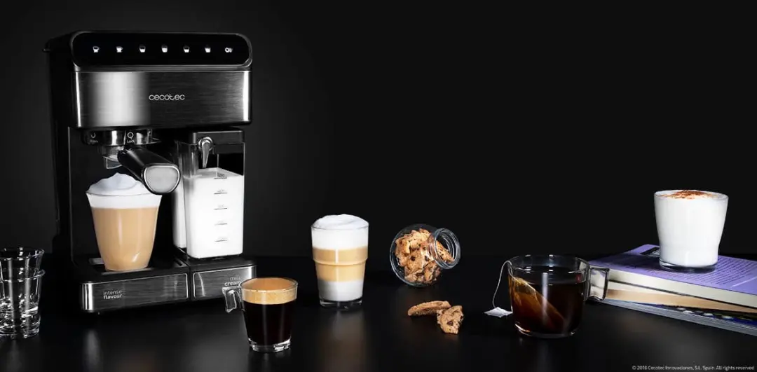 Cecotec Halbautomatische Espressomaschine Power Instant-ccino 20 Touch Serie Nera. 1350 W, 20 Bar Druck, 500 ml Milchtank, Touch-Steuerung, 1,4 Liter Wassertank, Edelstahl-Finish - afbeelding 2 van 6