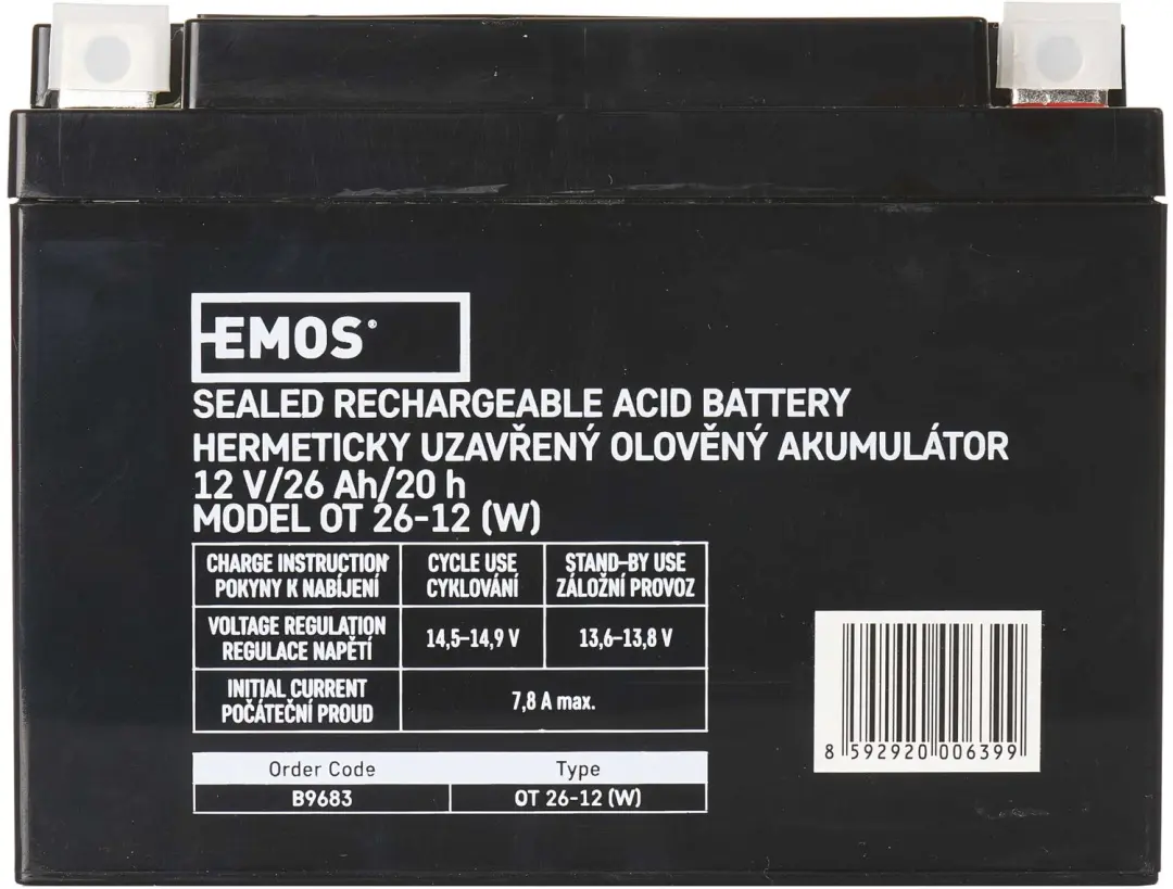 EMOS Onderhoudsvrije loodaccu 12 V/26 Ah L2, B9683