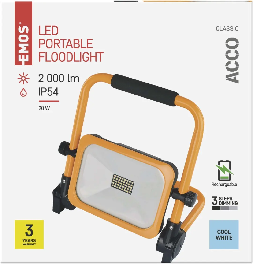 Emos ACCO ZS2822 Oplaadbare LED-schijnwerper - 20W - afbeelding 6 van 6
