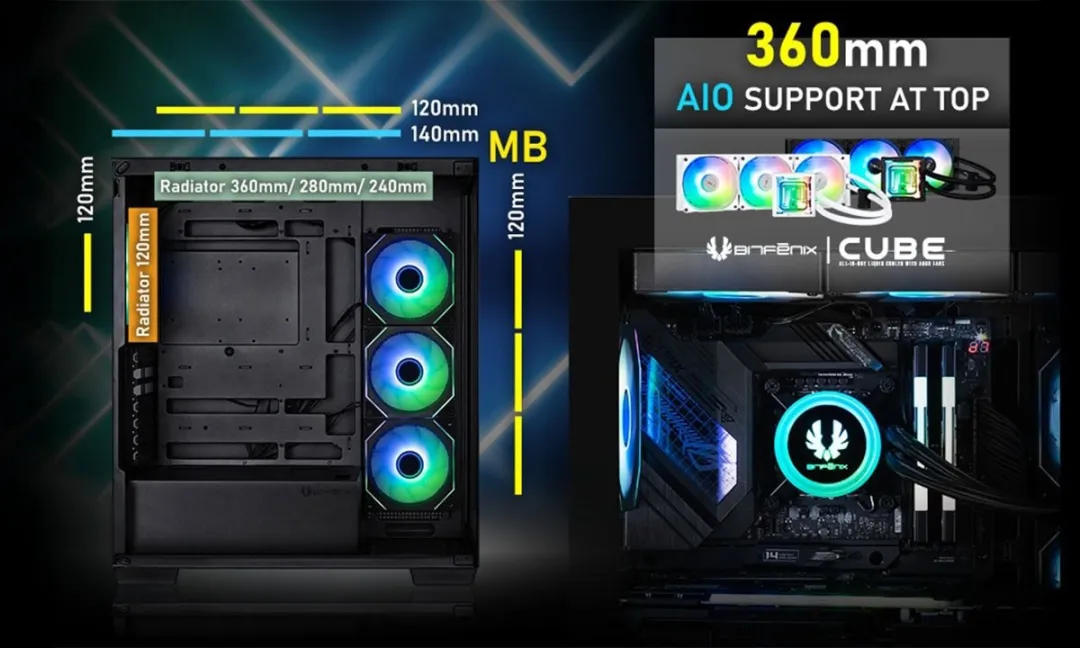 BitFenix X8 FISHTANK ARGB Gehard Glas USB 3.1 Mid Tower ATX 850W 80+ Bronzen Gamingcase (X8BR85KKKGSK-4A)