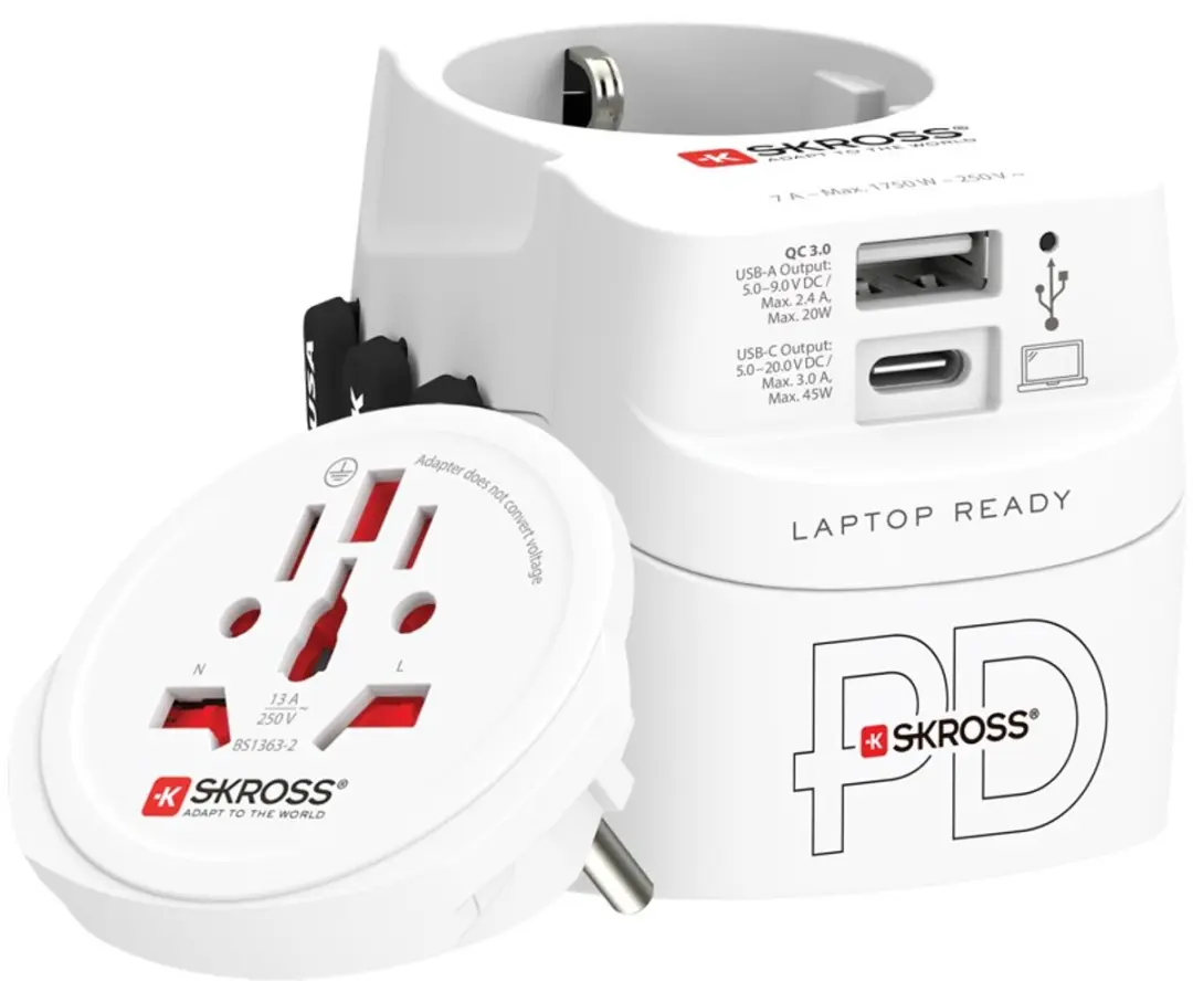 Skross Pro Light USB AC45PD World Reisstekker - Wit - afbeelding 4 van 6