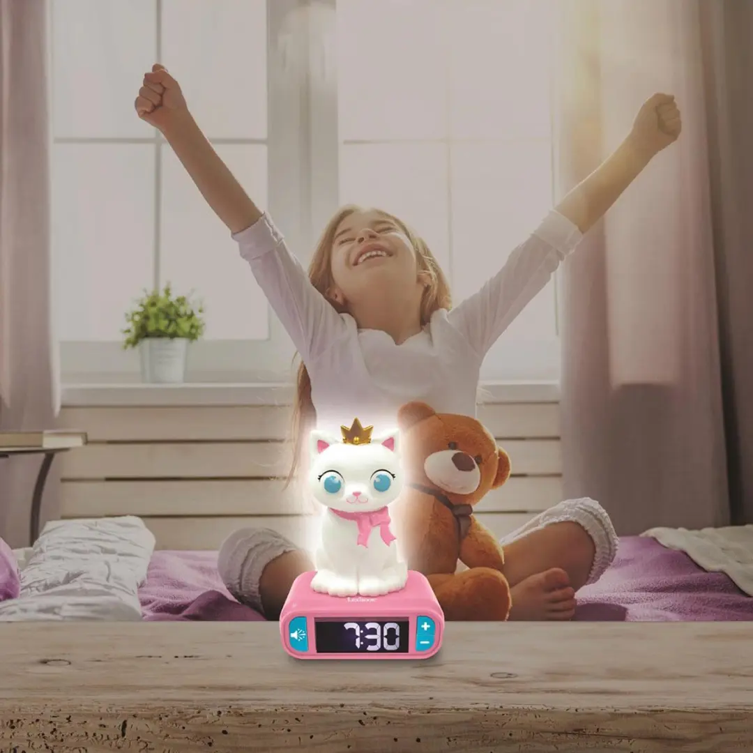 Lexibook Kitten Wekker met Nachtlampje - Roze - afbeelding 3 van 6