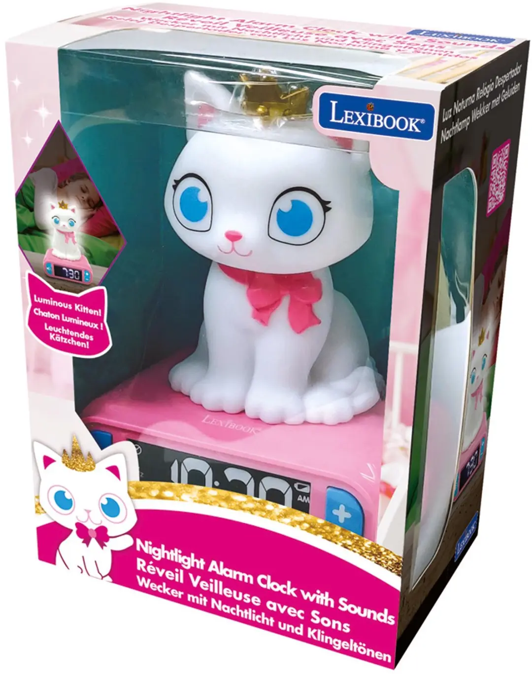 Lexibook Kitten Wekker met Nachtlampje - Roze - afbeelding 6 van 6