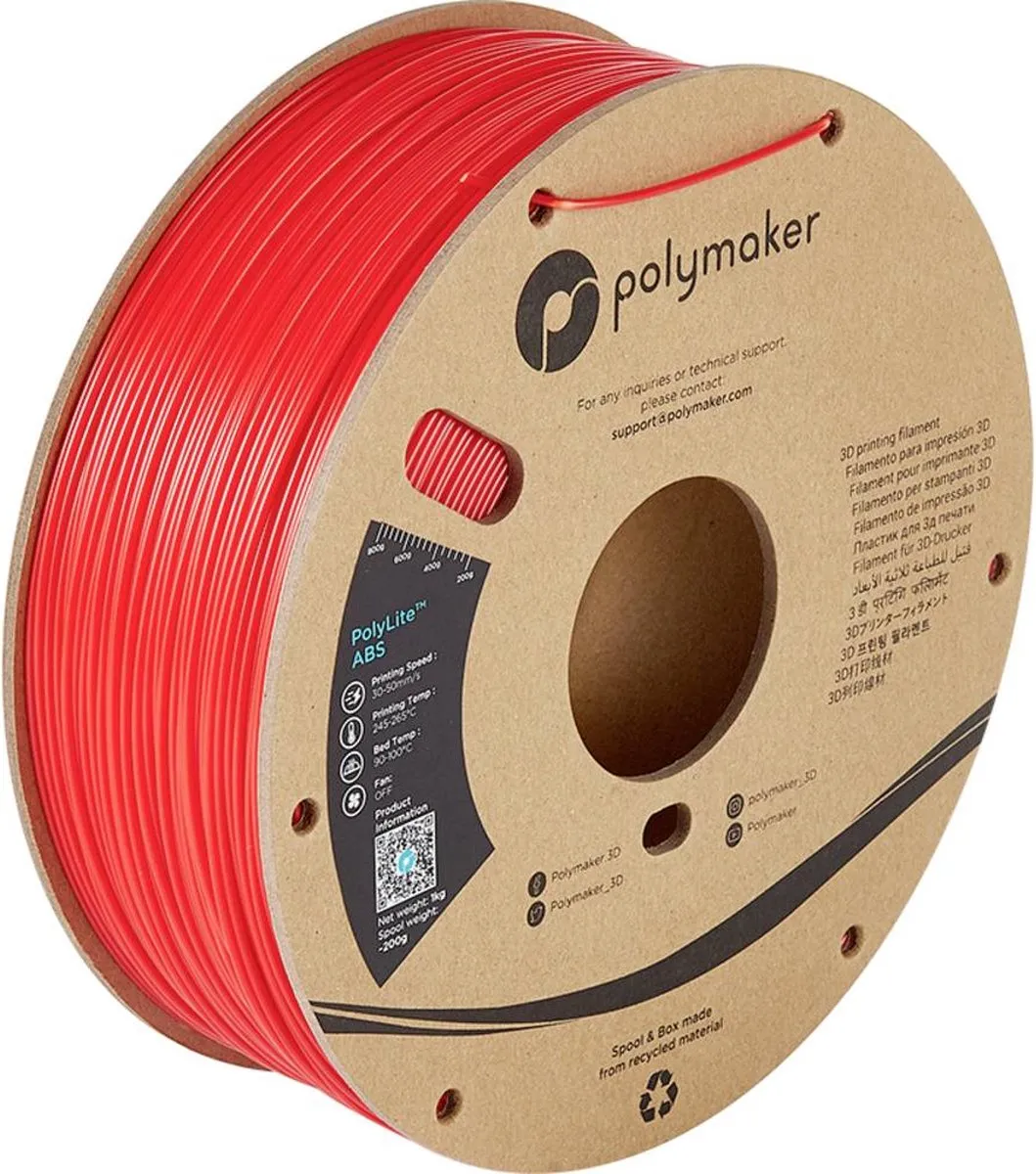 Polymaker PolyLite ABS Filament 1.75mm 1000g - Rood