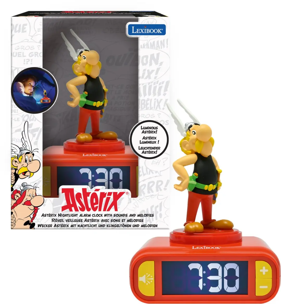 Lexibook Asterix Nachtlampje Wekker met Geluiden - Ø15cm - afbeelding 4 van 6