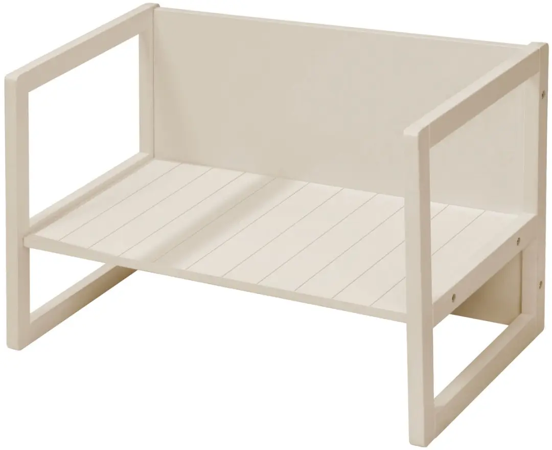 roba Houten Bank in Landelijke Stijl - Omvormbaar tot Tafel of Bank met 2 Zithoogtes - Beige / Kasjmier