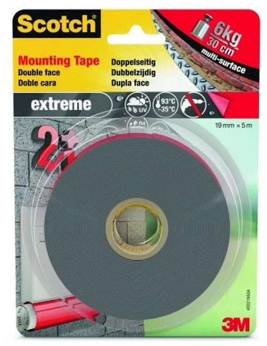 3M Scotch Extreme Montagetape 40021950 - 5m x 19mm - Grijs - afbeelding 3 van 4