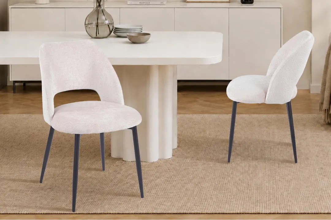 Stoelen/Eetkamerstoel 'Arlo' in stof Harmony Ecru kleur