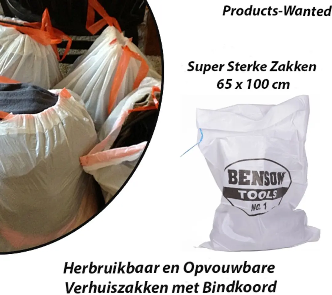 15-Stuks Herbruikbaar en Opvouwbare Verhuiszakken met Bindkoord