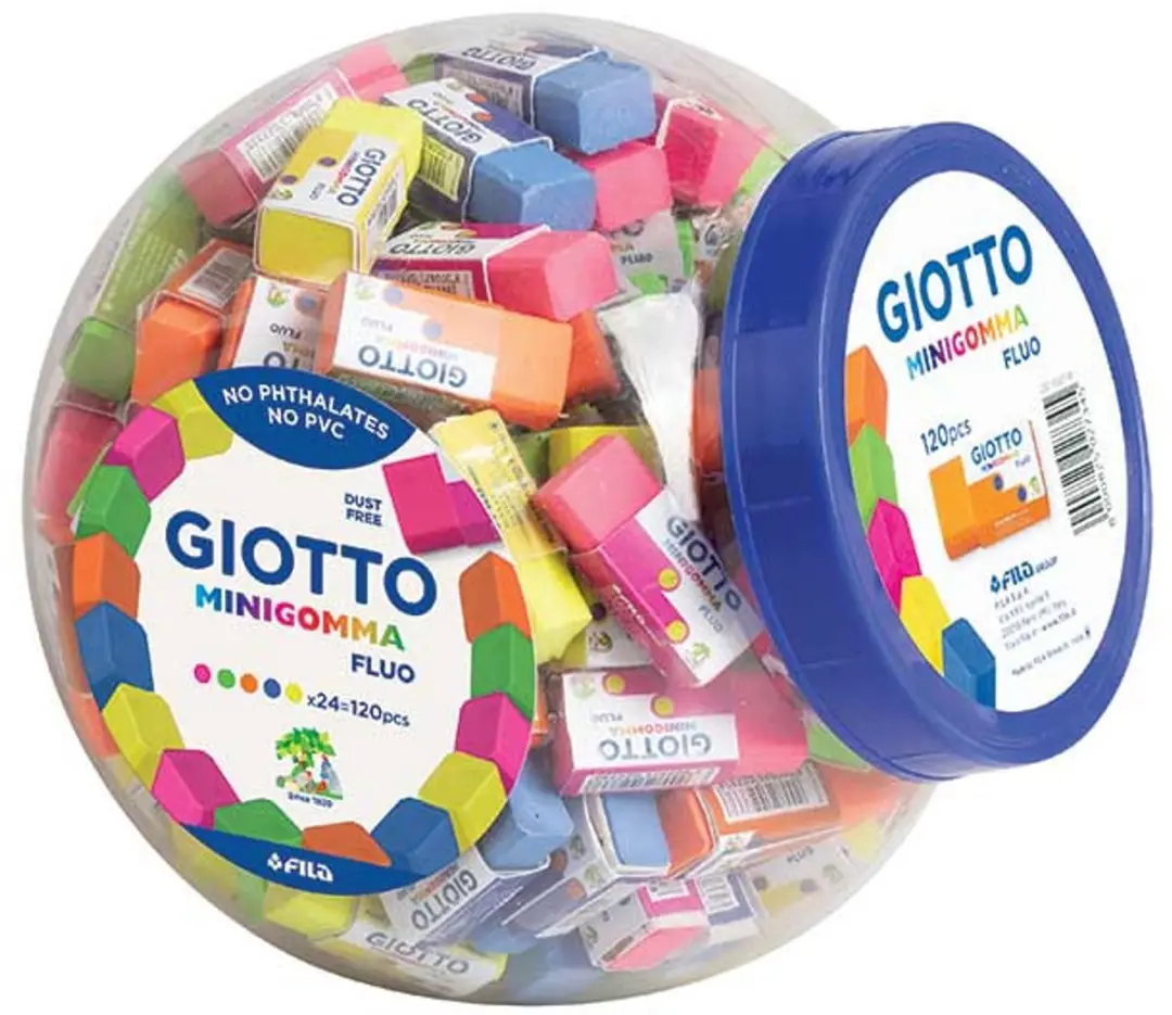 Giotto Fluo vlakgum Thermoplastische elastomeer (TPE) Blauw, Fuchsia, Groen, Ora