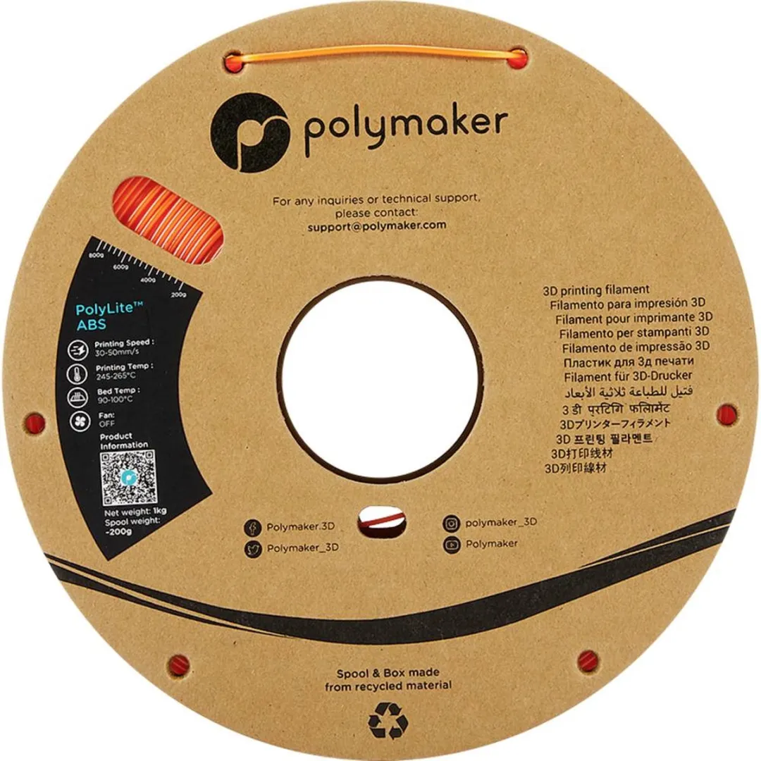 Polymaker PolyLite ABS Geurarm Filament 1.75mm 1000g - Oranje