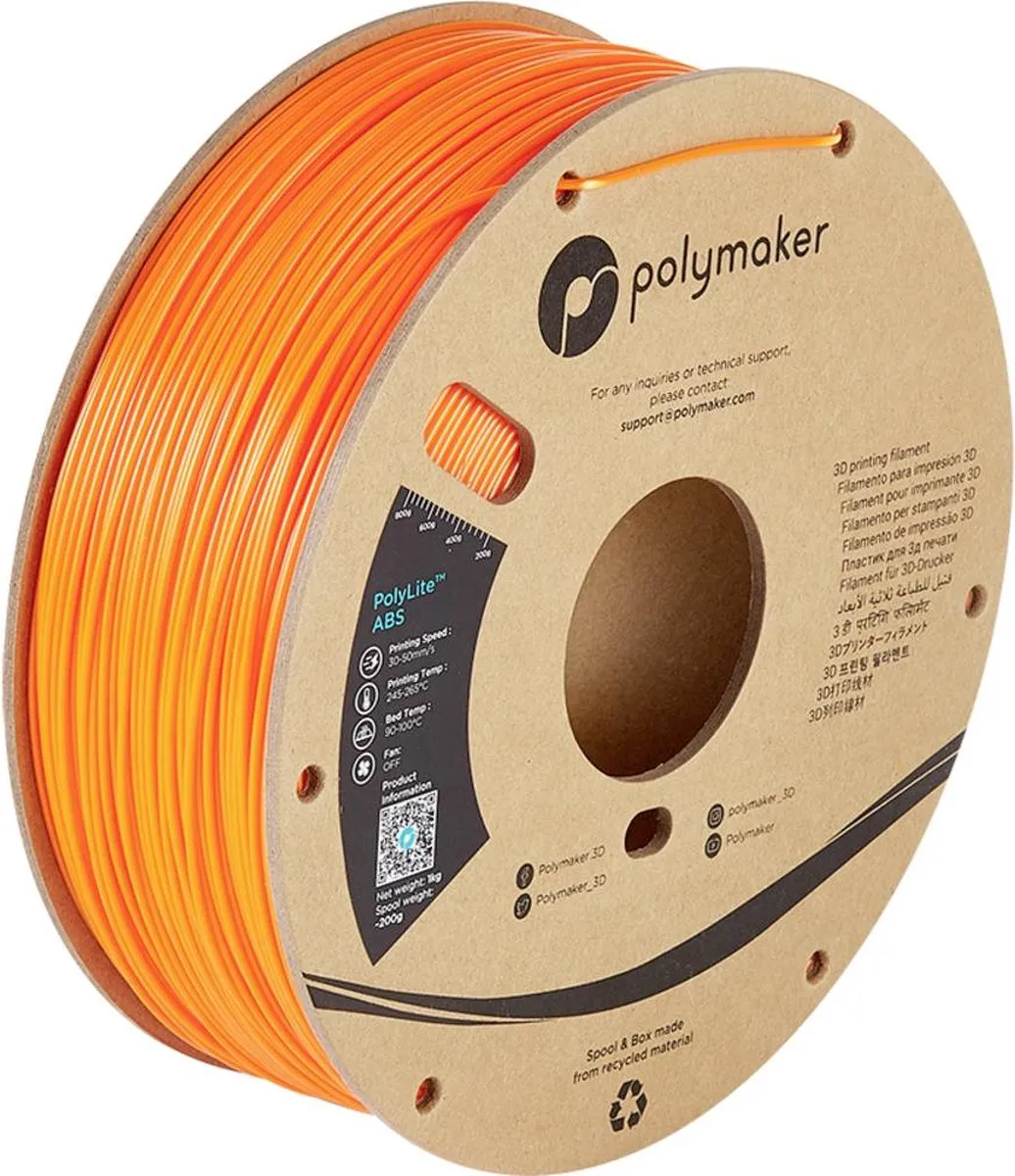 Polymaker PolyLite ABS Geurarm Filament 1.75mm 1000g - Oranje