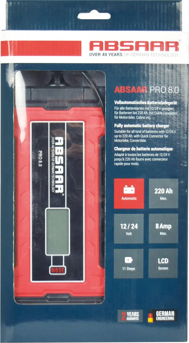 Absaar Pro 8.0 Acculader 12/24V - 8A - afbeelding 6 van 6