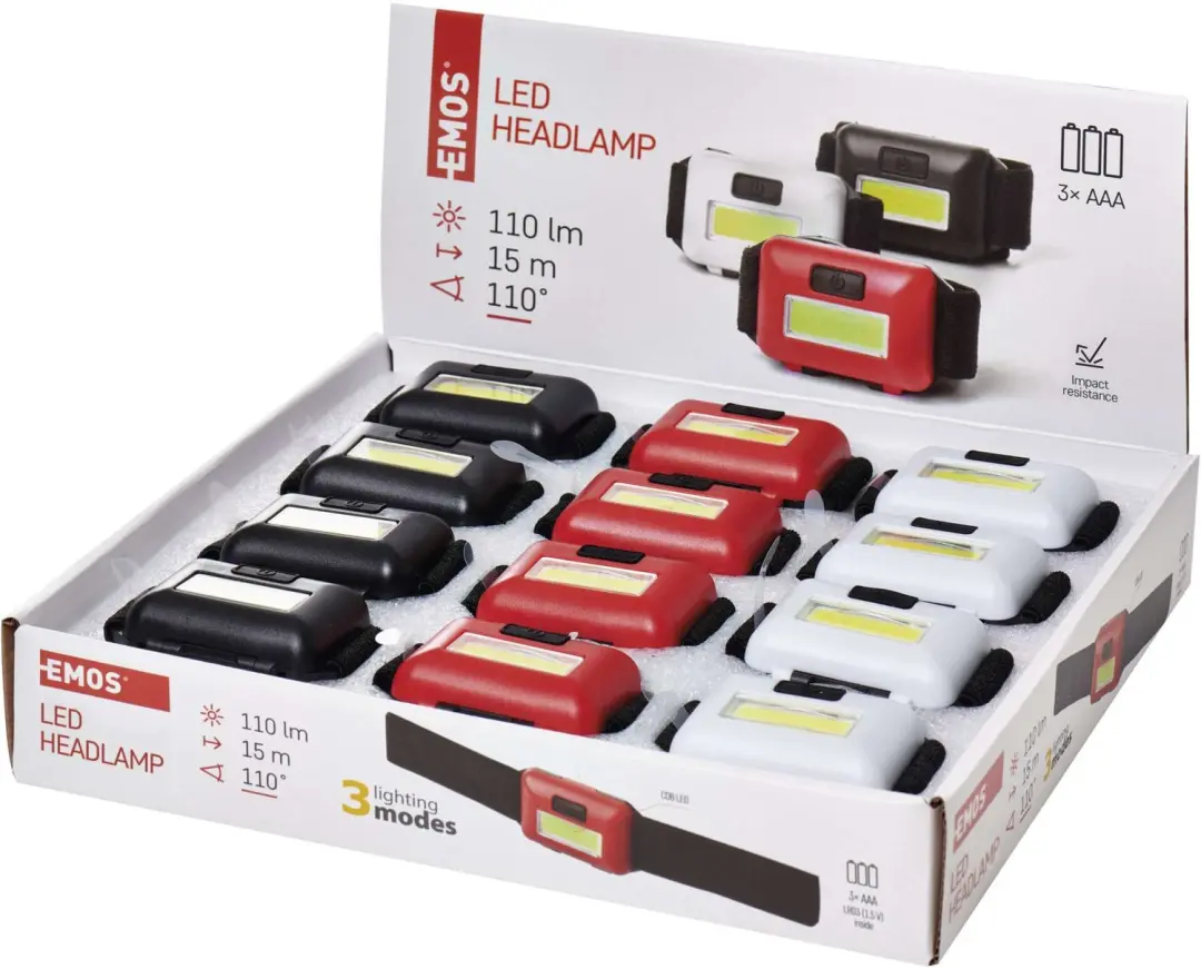 Emos P3538 COB LED-hoofdlamp - 110 lm - 12 stuks - afbeelding 3 van 6