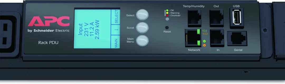 APC Rack PDU AP8886 - Metered, ZeroU, 32A, 400V, (30x) C13 & (12x) C19, IEC 309 32A 3Fase stekker