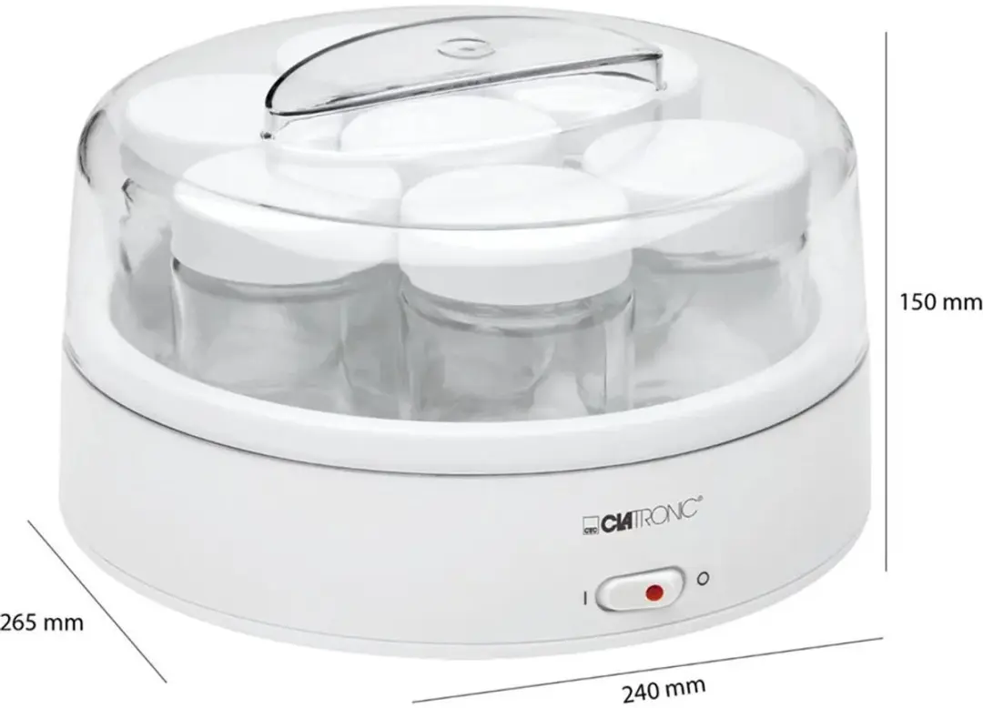 Clatronic JM 3344 Yoghurtmaker - 14W - 1100ml - Wit - afbeelding 2 van 6