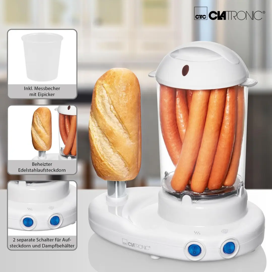 Clatronic HDM 3420 Hotdog maker en Eierkoker - 350W - Wit - afbeelding 3 van 6