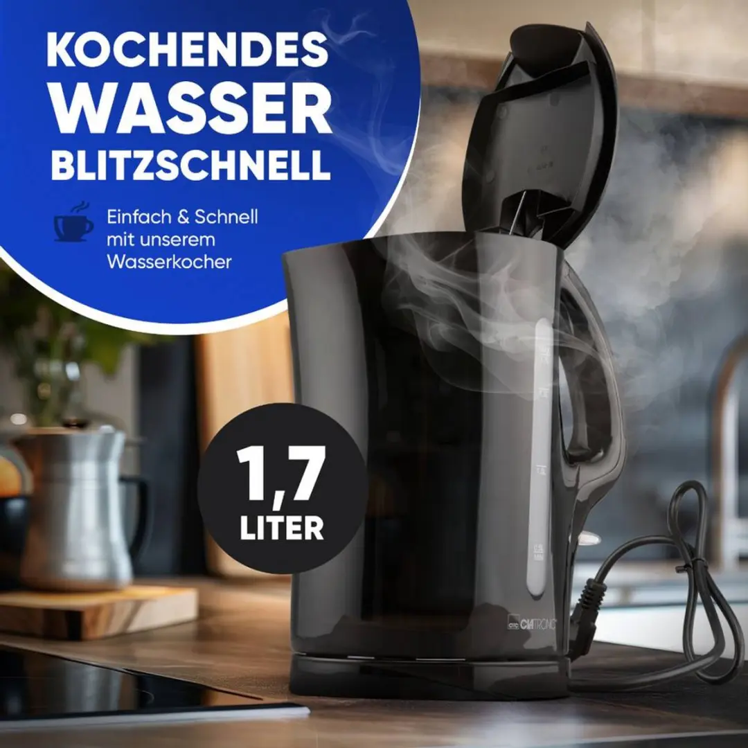 Clatronic WK 3819 Waterkoker 1.7L - 2200W - Zwart - afbeelding 4 van 4
