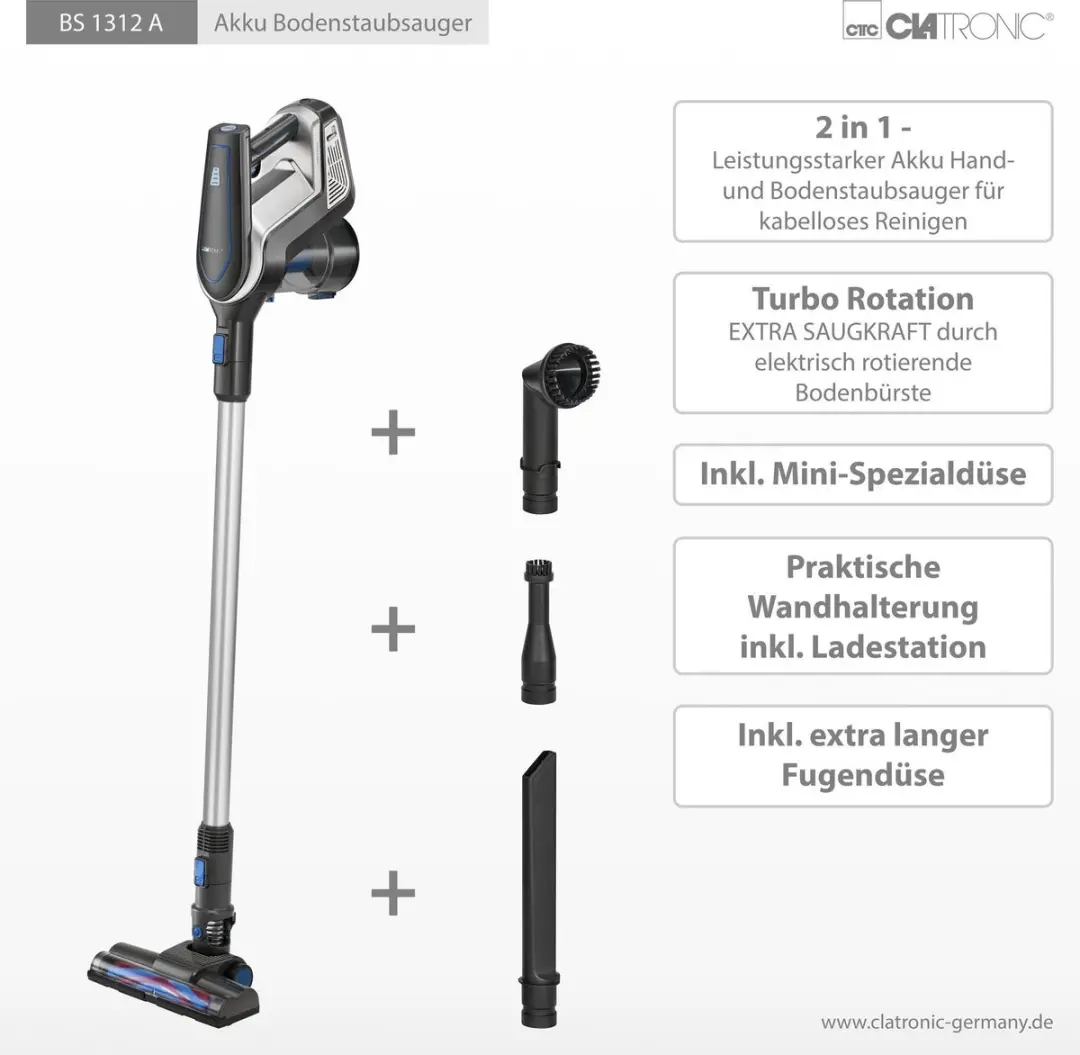 Clatronic BS 1312 A 2-in-1 Accu Hand/Vloerstofzuiger - afbeelding 5 van 6
